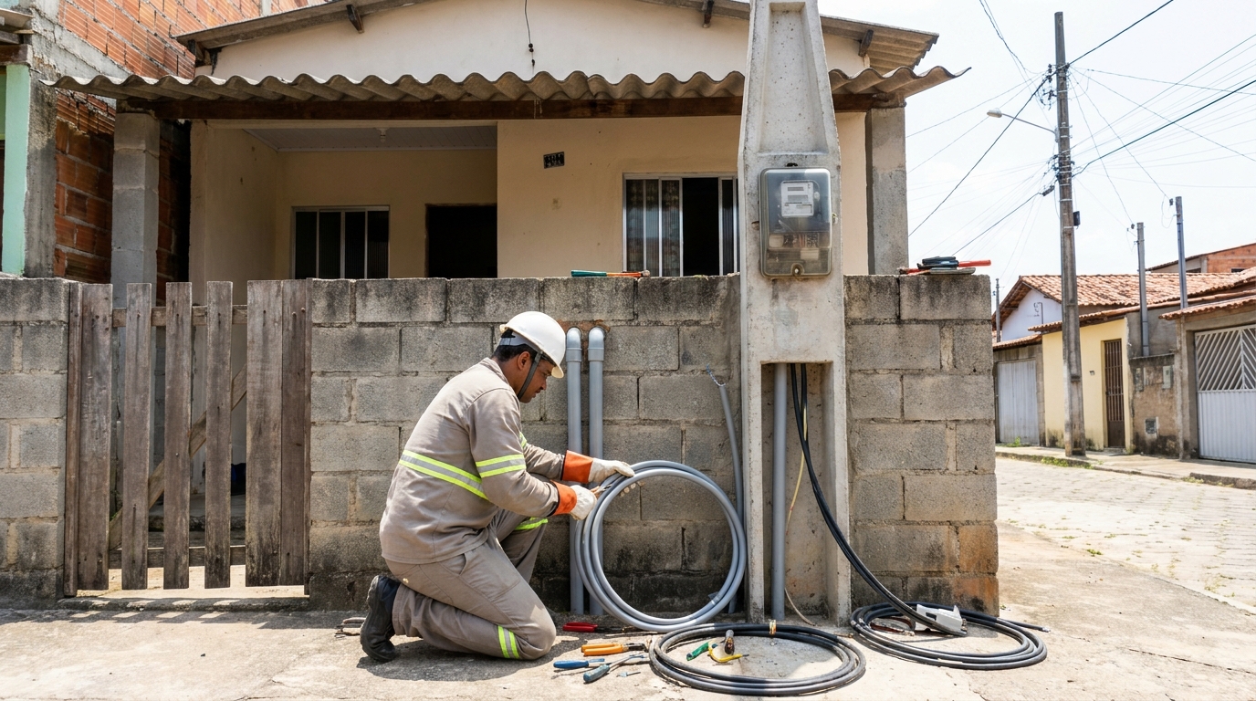 Instalação de Poste Padrão no Expansul, Aparecida de Goiânia‑GO