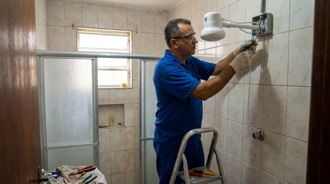 Substituição de Chuveiro Antigo no Expansul, Aparecida de Goiânia‑GO